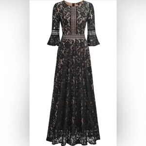 Missmay Plus-Sized Black-Nude Floral Lace Dress